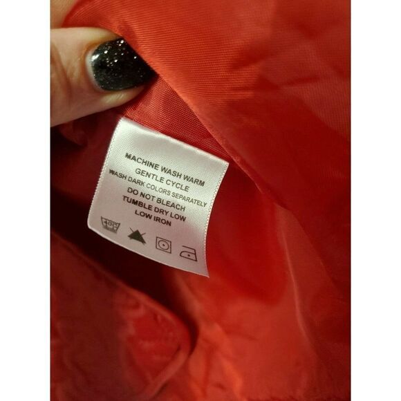 JG Hook Womens Red Lightweight Jacket Size XL Rose Pattern Snap Closure - Picture 9 of 10